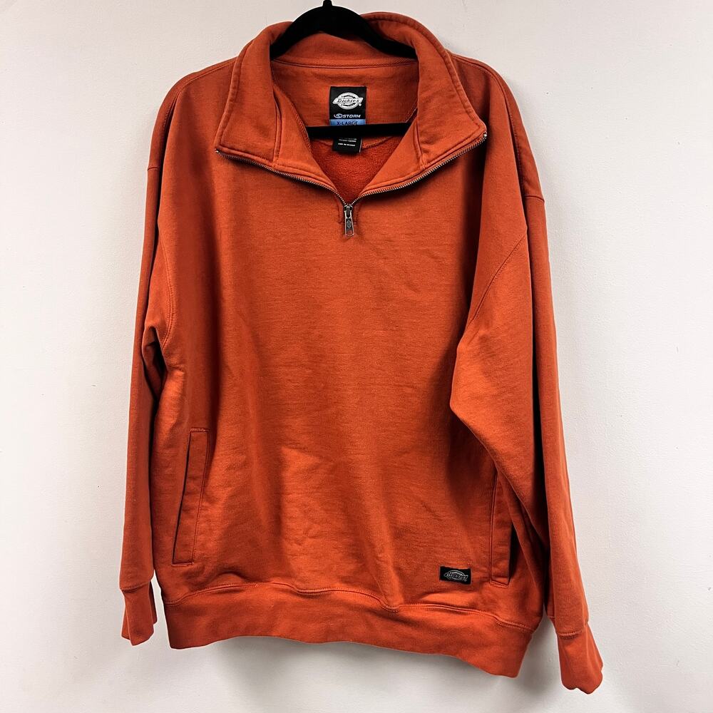 Men's Dickies XL quarter zip heavy weight long sleeve pullover sweatshirt Orange